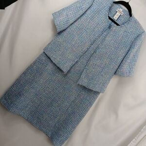 DRAPER'S & DAMON'S Women's Light Blue Tweed Dress Jacket Size 14